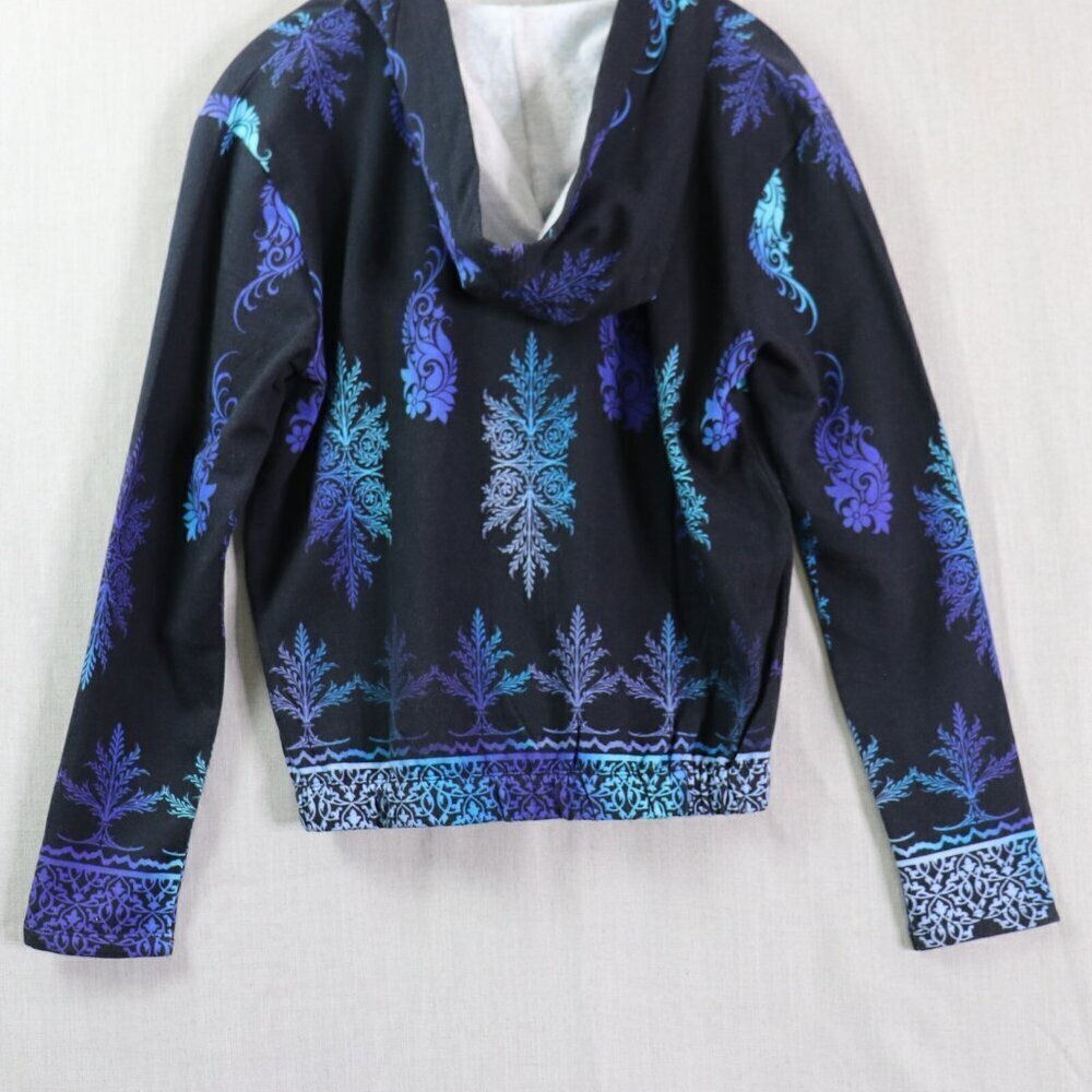 Pashma Arte Hoodie Women’s M Black Blue Cotton Fleece Hand Dyed Print NWT - Picture 4 of 16